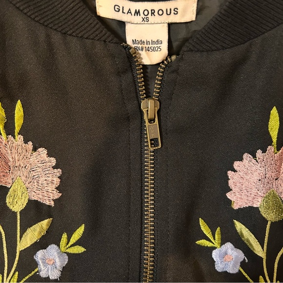 Glamorous Bomber Jacket with Floral Embroidery - Size XS - Picture 9 of 11
